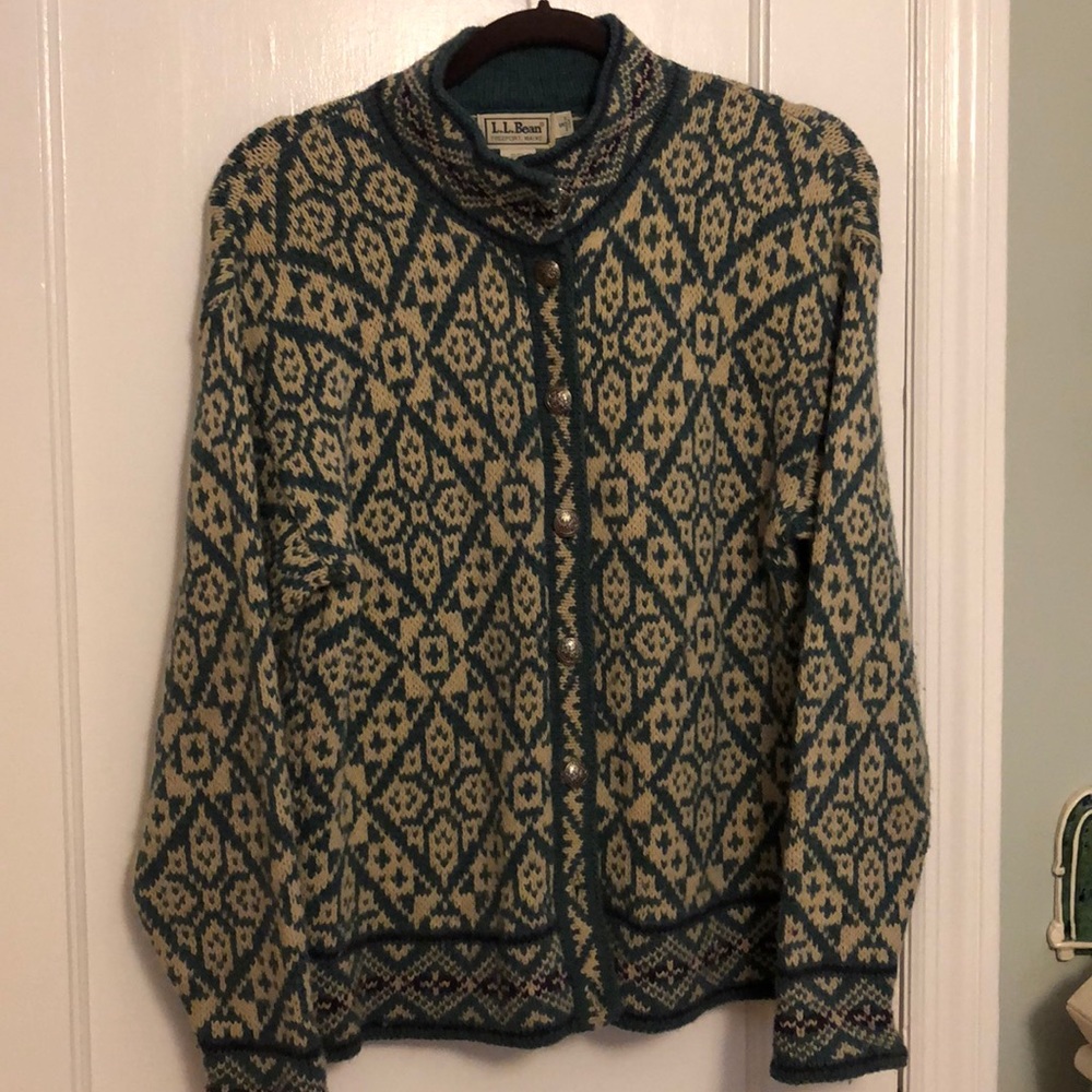 LLBean wool cardigan sweater